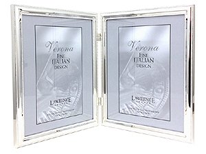 Lawrence 8x10 Beaded Silver Plated Double Picture Frame