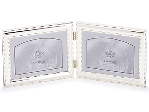 Lawrence 7x5 Beaded Silver Plated Double Picture Frame - Horizontal