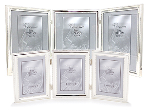 Lawrence Beaded Silver Plated Triple Picture Frames