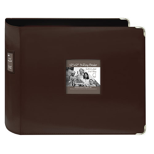 Pioneer T12JF 12X12 Sewn Leatherette 3 Ring Binder Brown KHP Photo