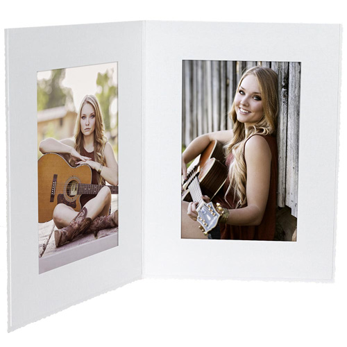 Double View Cardboard Photo Folders 5x7 Vertical White (25 Pack) JK Frame Photo Album