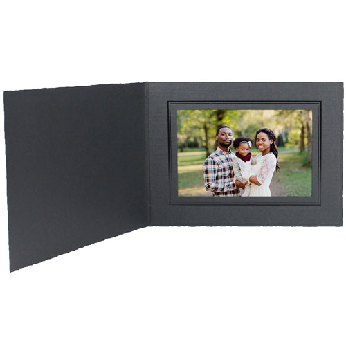 Cardboard Photo Folders Black w/Black Foil 8x6 Horizontal (25 Pack
