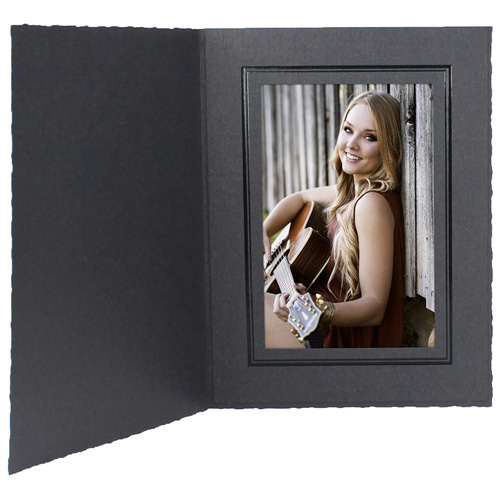 Cardboard Photo Folders Black w/Black Foil 4x6 Vertical (25 Pack) HDS