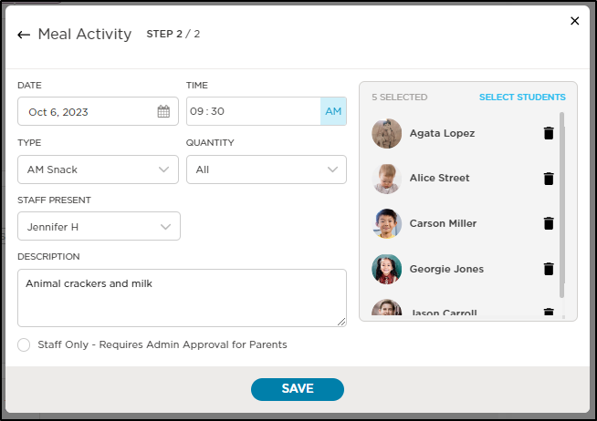 Creating or Editing Daily Activities (Website)