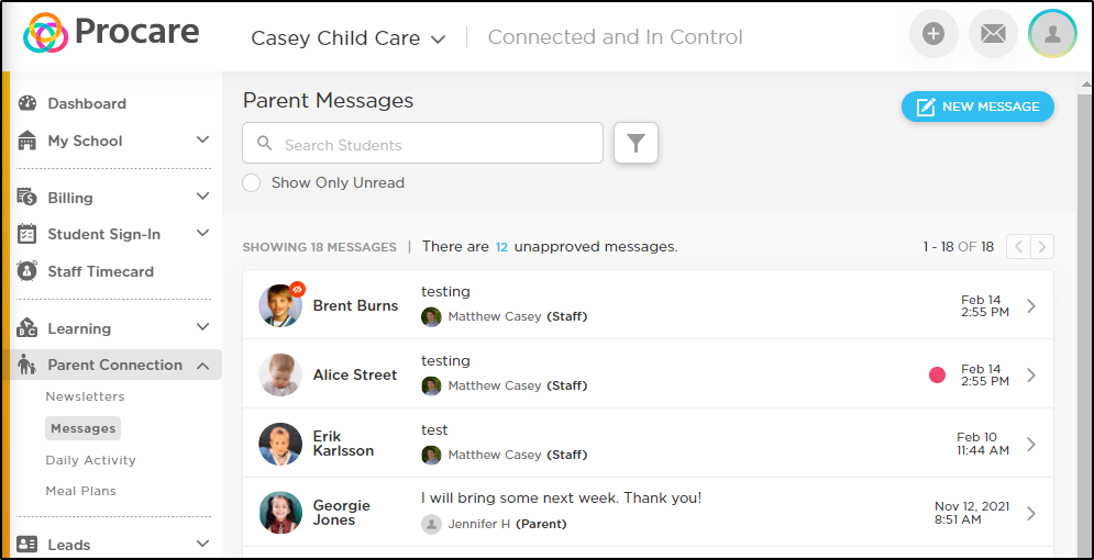 Message Parents (Website)