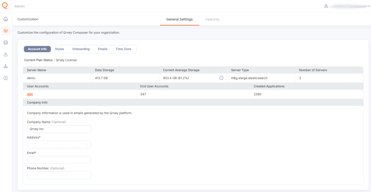 General Setting Account Info