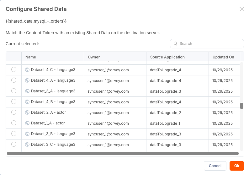 Configure shared data
