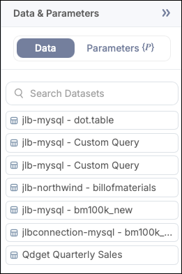 Data & Parameters Panel, Data tab