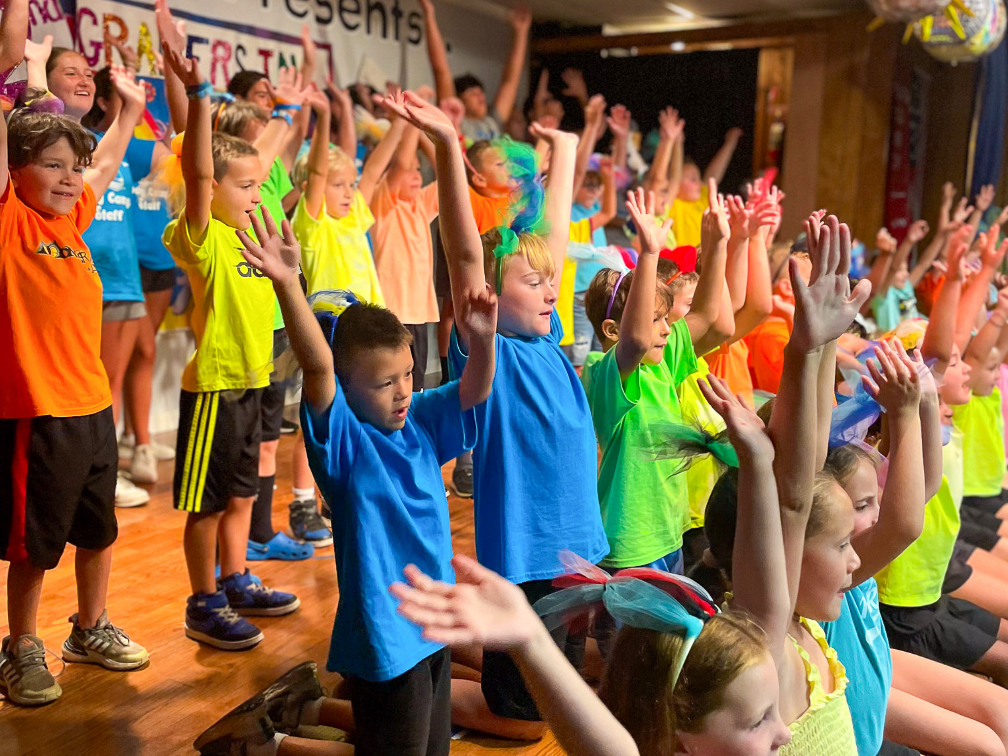 Campers on stage.