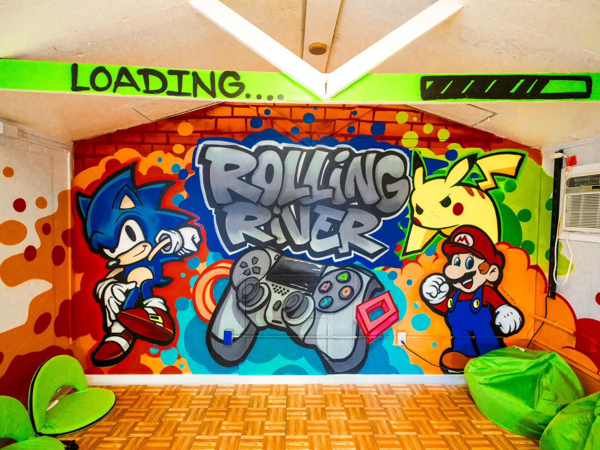 Mural inside tech lounge.