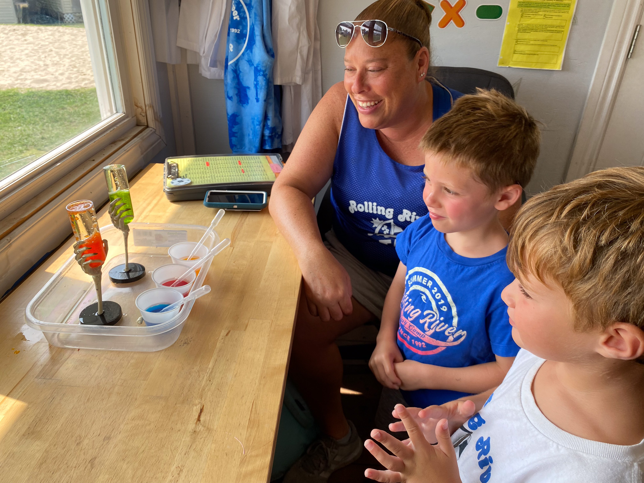Campers working on an experiment at Steamboat lab.