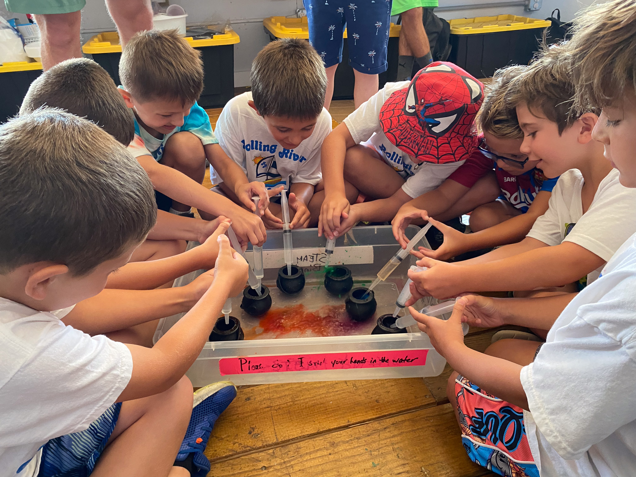 Campers working on an experiment at Steamboat lab.