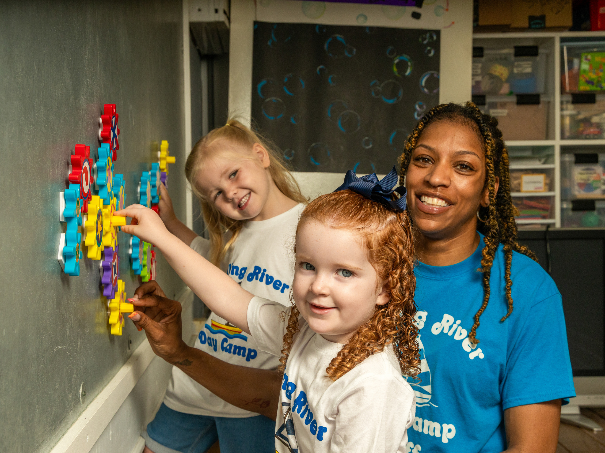 Campers working on an experiment at Steamboat lab.