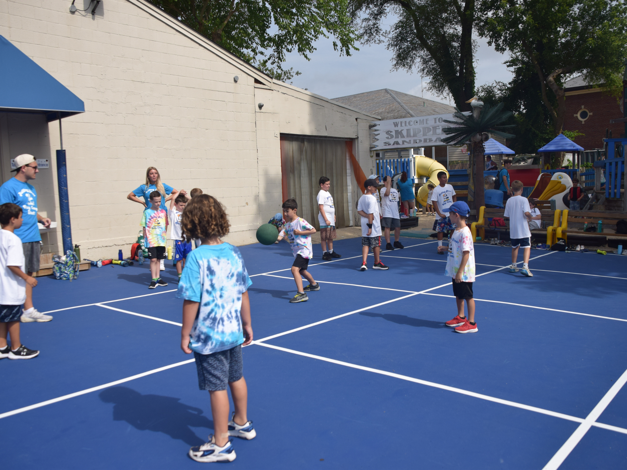 Campers playing boxball.