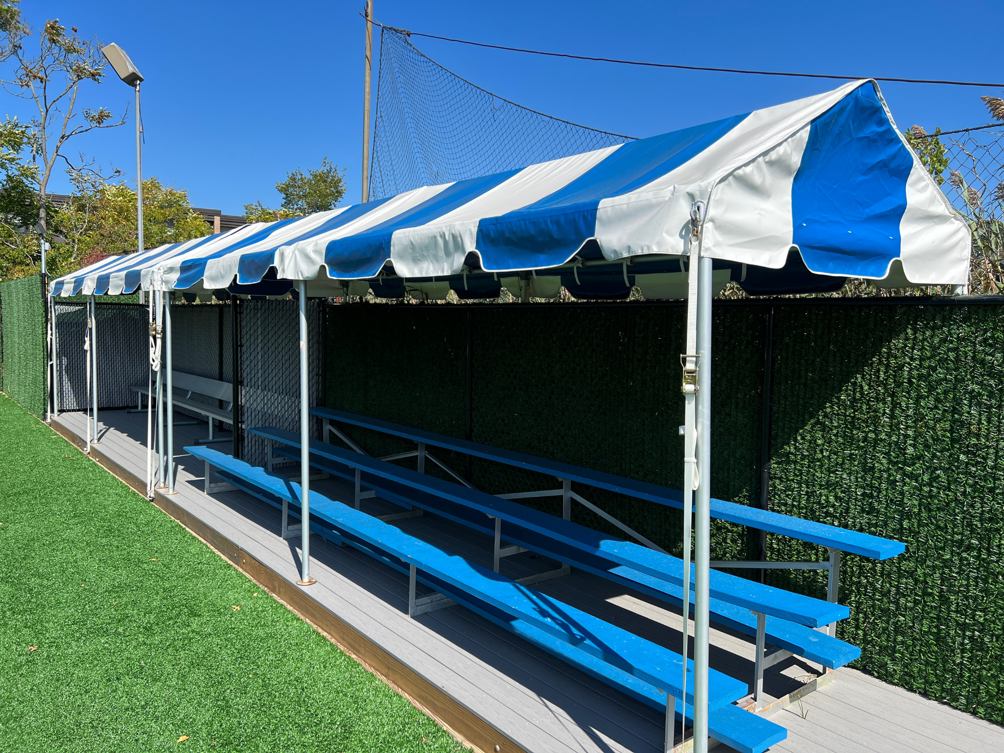 Tented bleachers.
