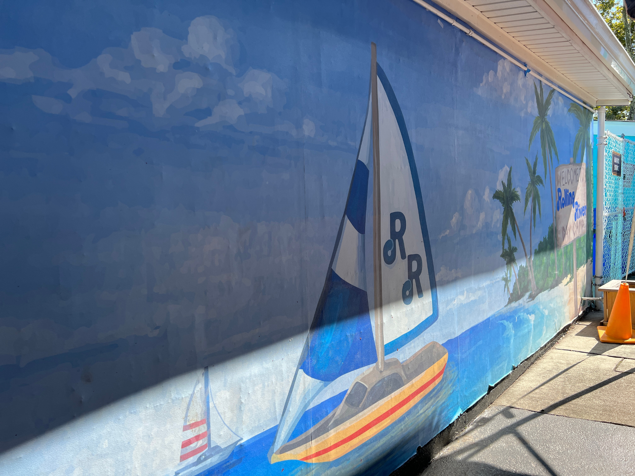 Sailboat mural.