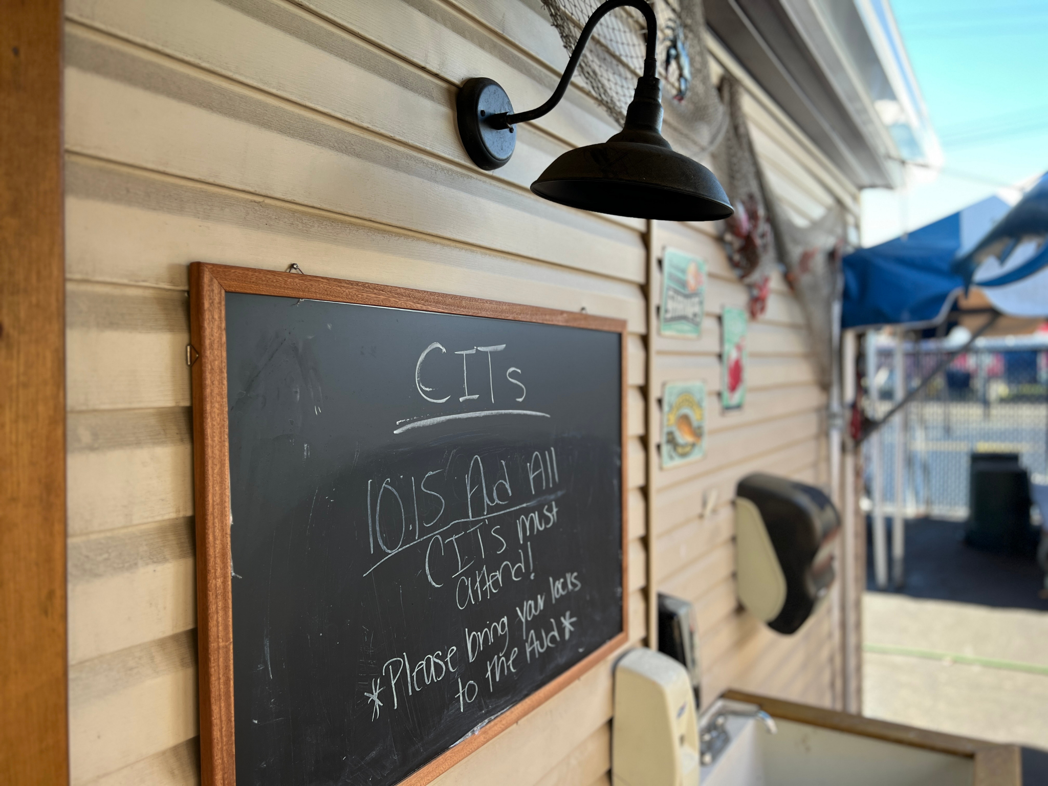 Fish market themed building for cooking programs.