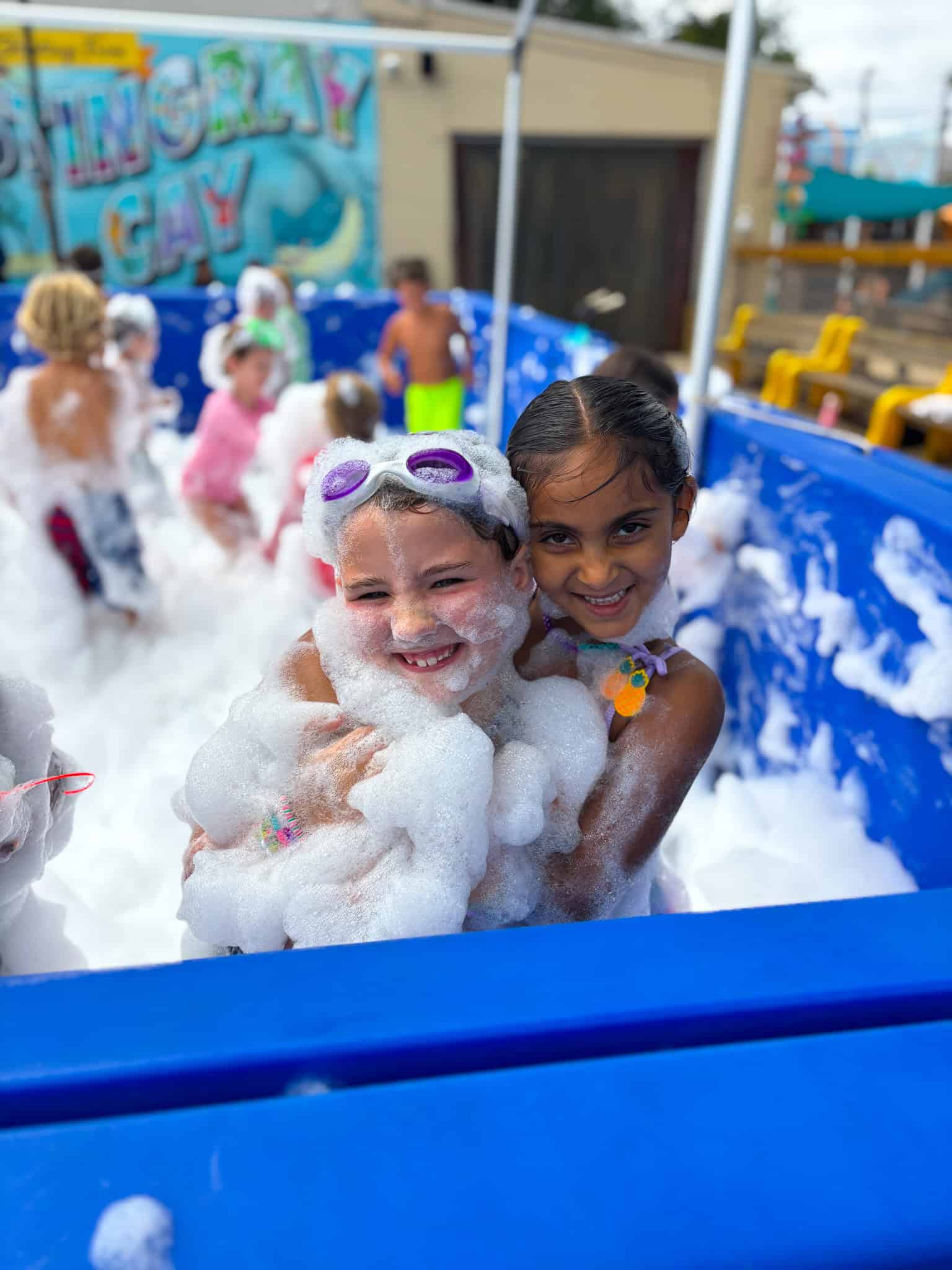 Mariners enjoy a foam party in rolling river day camp nassau county long island