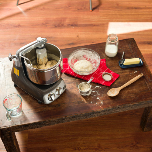 Ankarsrum stand mixer with whisks and dough hook Roots & Harvest Homesteading Supplies