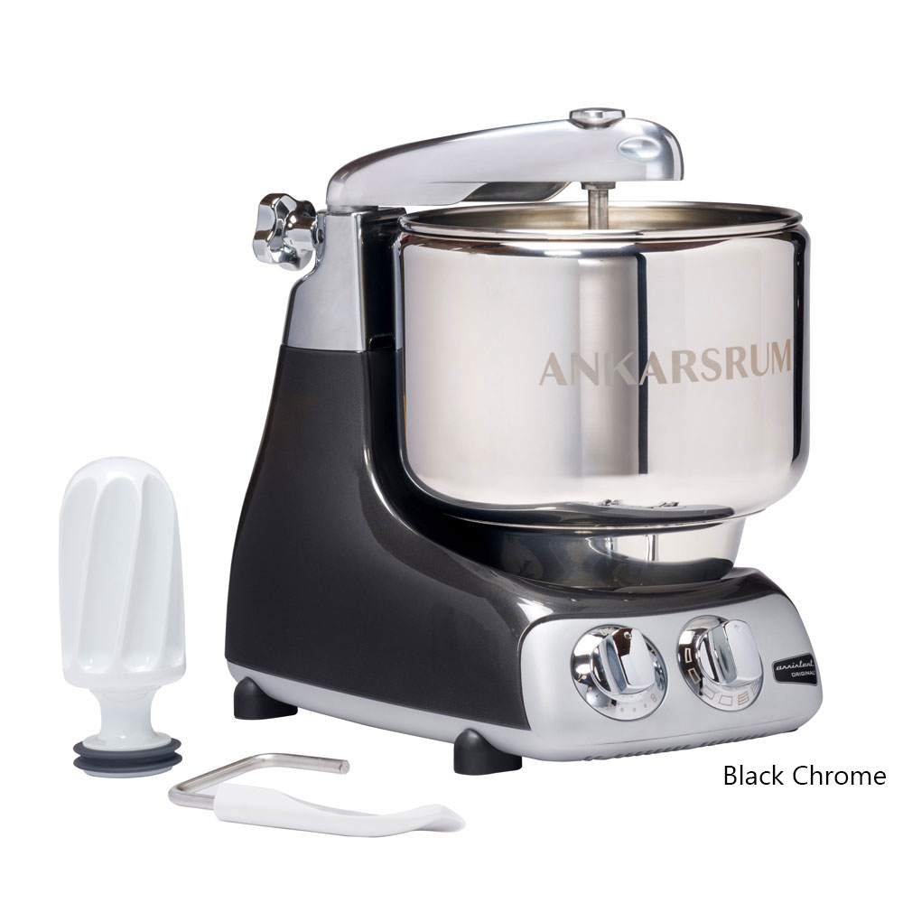 Ankarsrum stand mixer with whisks and dough hook Roots & Harvest