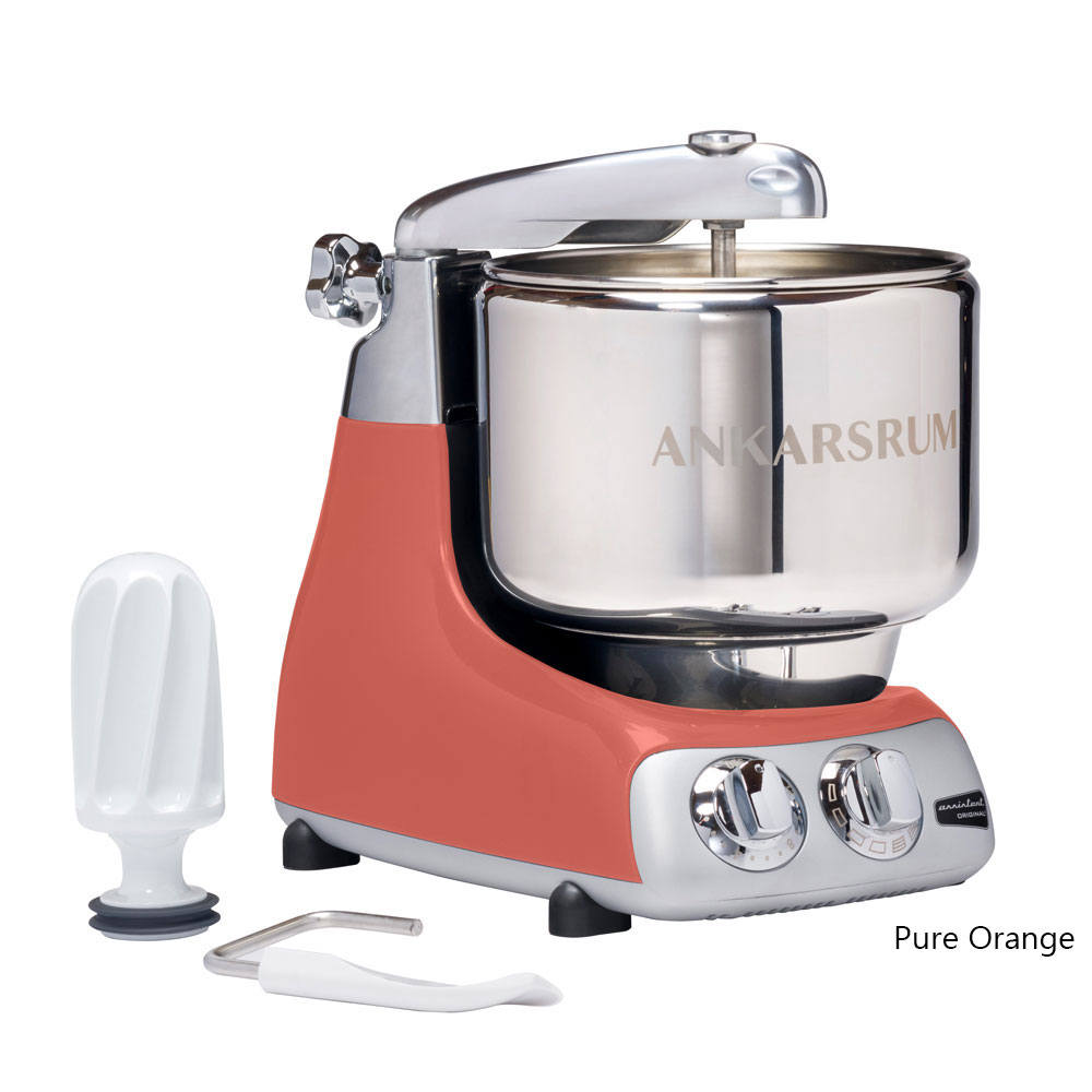Ankarsrum stand mixer with whisks and dough hook Roots & Harvest