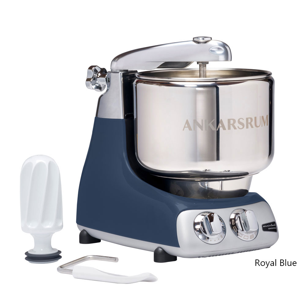 Ankarsrum stand mixer with whisks and dough hook Roots & Harvest