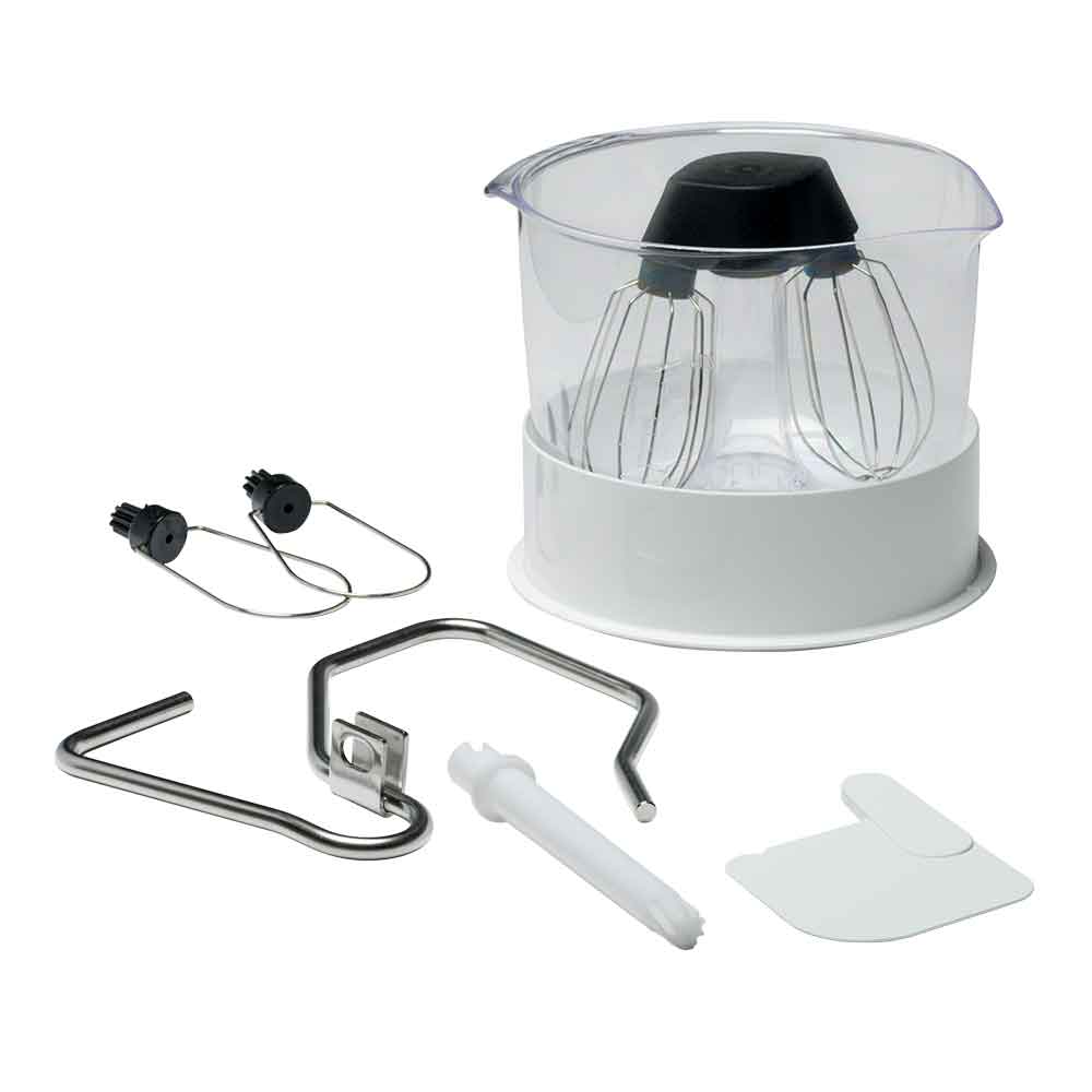 Ankarsrum stand mixer with whisks and dough hook Roots & Harvest Homesteading Supplies