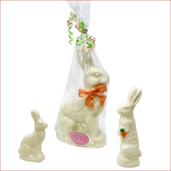 WHITE Chocolate Molded Rabbits