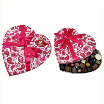 Pink & White Paisley Luxury Heart Box 