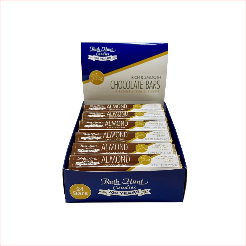 24 ct. Box of Milk Chocolate Almond Ruth Hunt Chocolate Bars