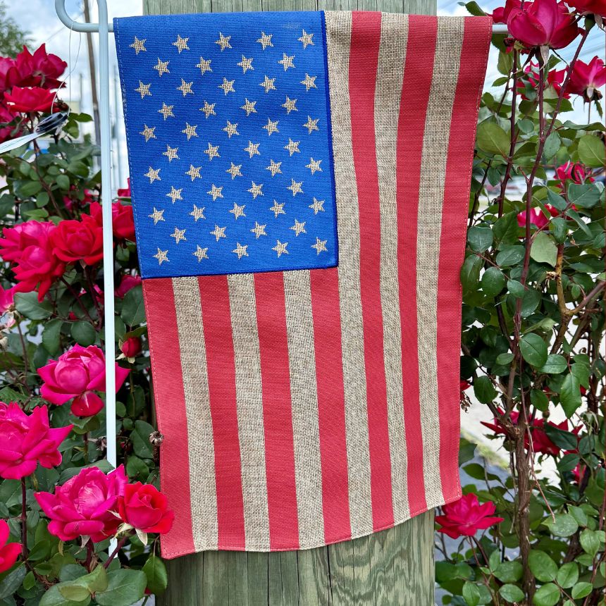 Burlap American Garden Flag