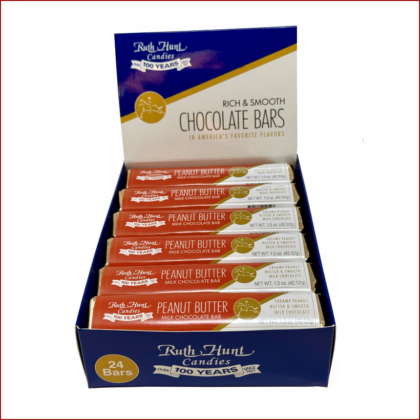 24 ct. Box of Milk Chocolate Peanut Butter Ruth Hunt Chocolate Bars