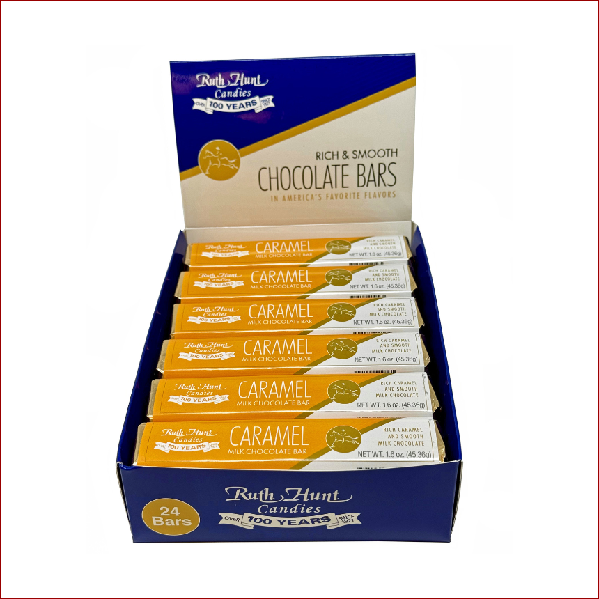 24 ct. Box of Milk Chocolate Caramel Ruth Hunt Chocolate Bars