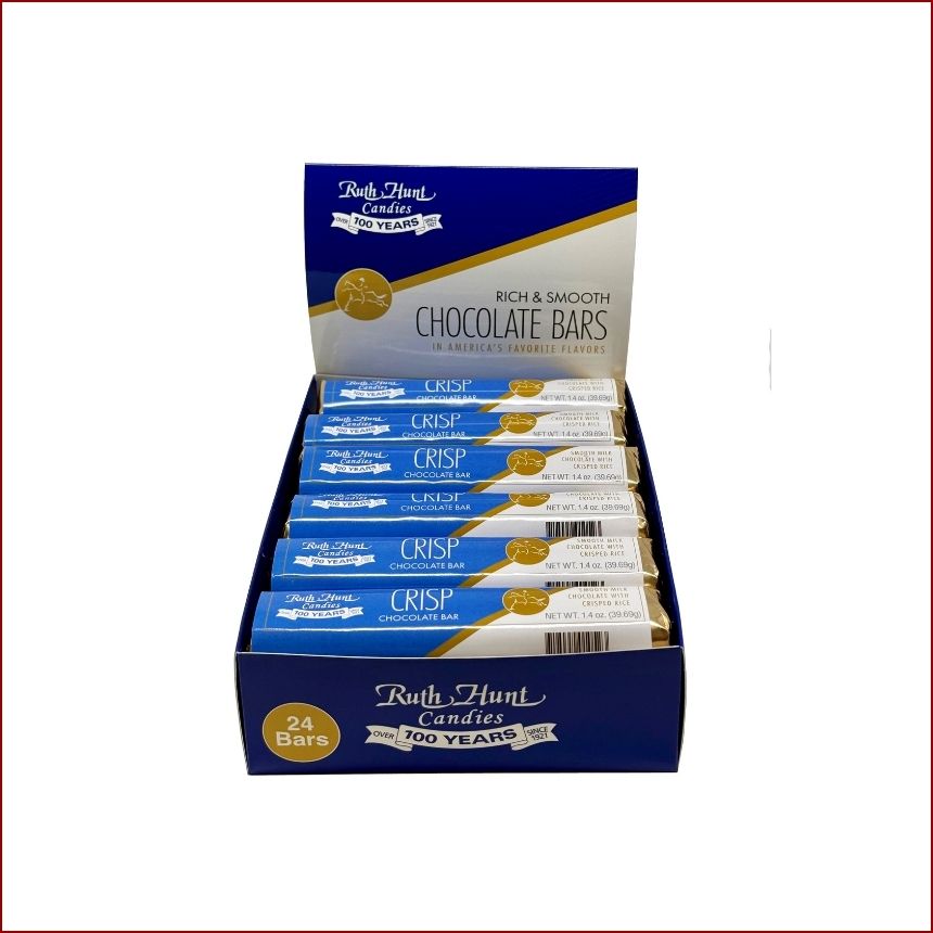 24 ct. Box of Milk Chocolate Crisp Ruth Hunt Chocolate Bars