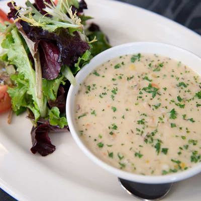 Wild Rice and Chicken Soup with Side Greens