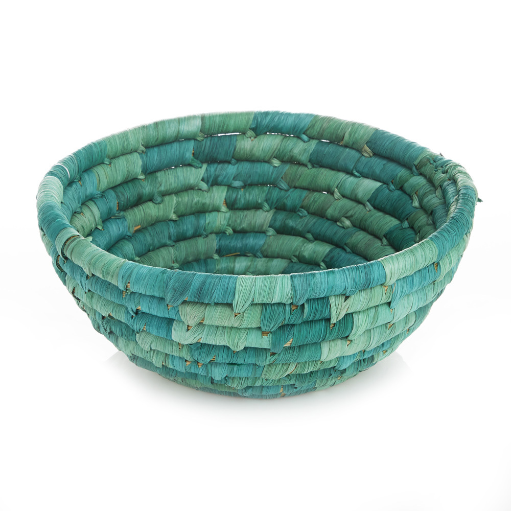 Corn Husk Basket Round Sea Green, Decorative Serrv International