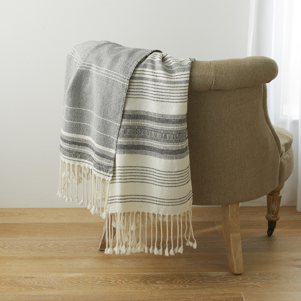 Black & White Asymmetrical Stripe Throw, Throws SERRV International