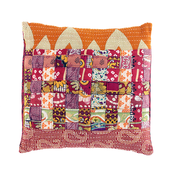 Warm Tones Kantha Basketweave Pillow, Pillows & Rugs Serrv International