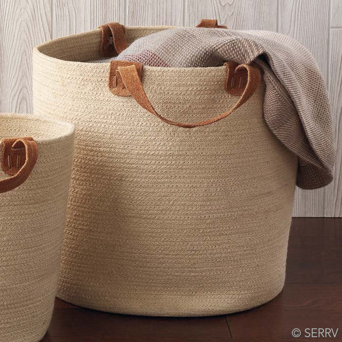 Handled Baskets Large Jute Floor Tote