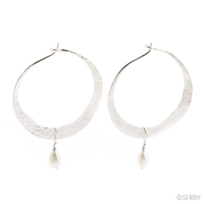 Silver Hoops with Pearl Earrings, Earrings Serrv International