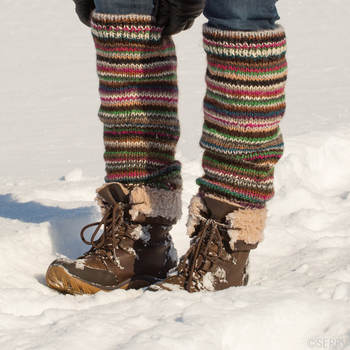 Merino Stripe Leg Warmers, Green Gifts Serrv International