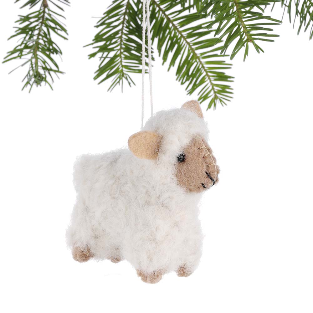 White Woolly Sheep Ornament, Ornaments Serrv International