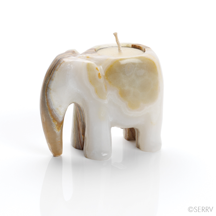 Onyx Elephant Tea Light Holder, Shelf Decor Serrv International