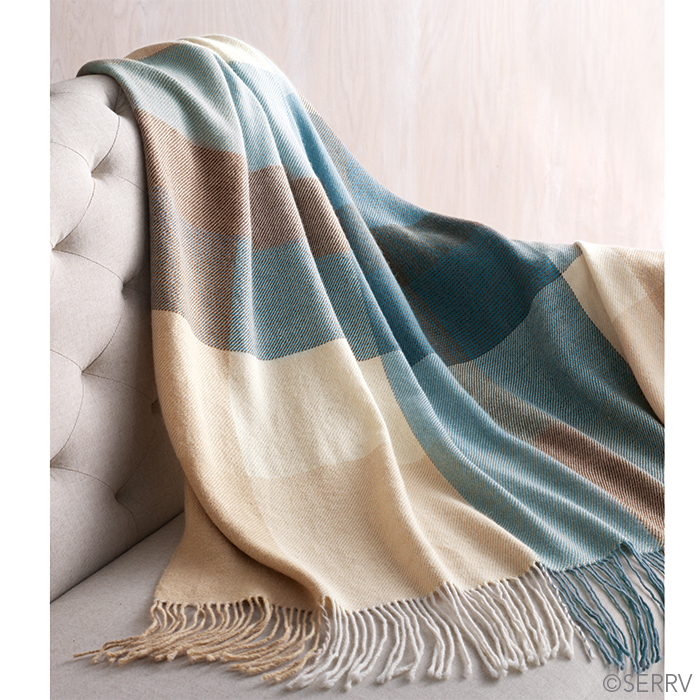 Alpaca Throw Blue Colorblock, Throws SERRV International