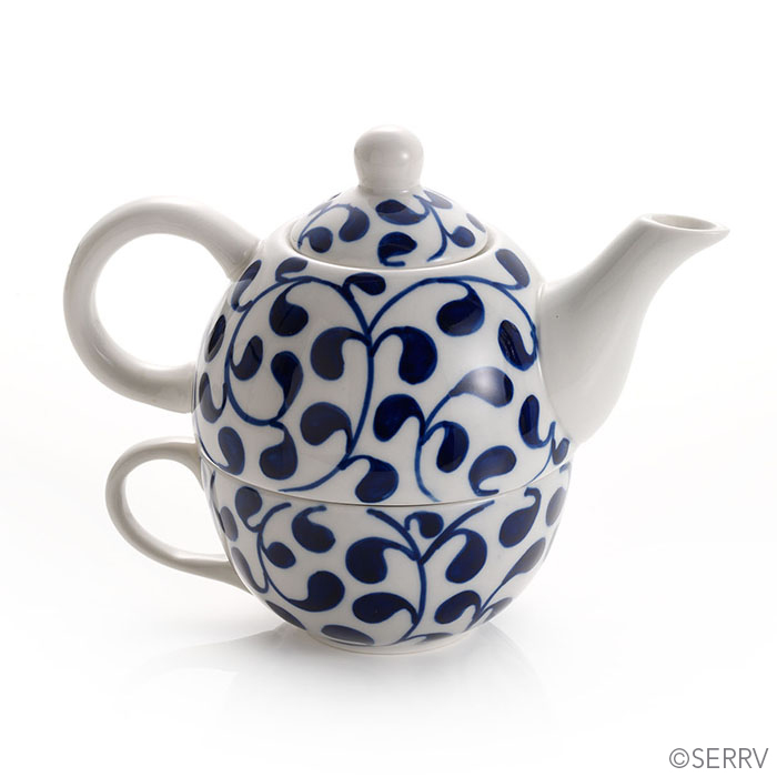 Blue and White Tea for One, Bowls, Plates & Mugs Serrv International