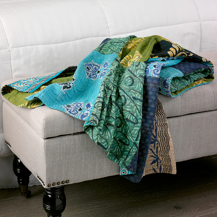 BlueGreen Kantha Throw, Throws Serrv International