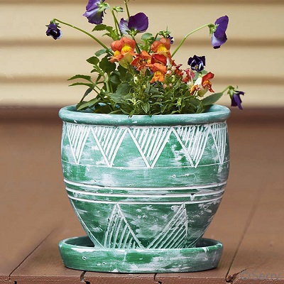 Medium Green Garden Pot, Planters: Serrv International
