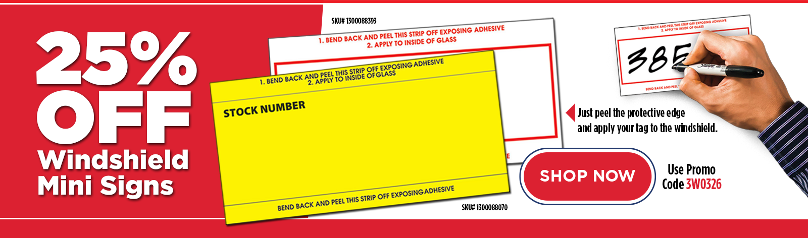 25% OFF Mini Windshield Signs