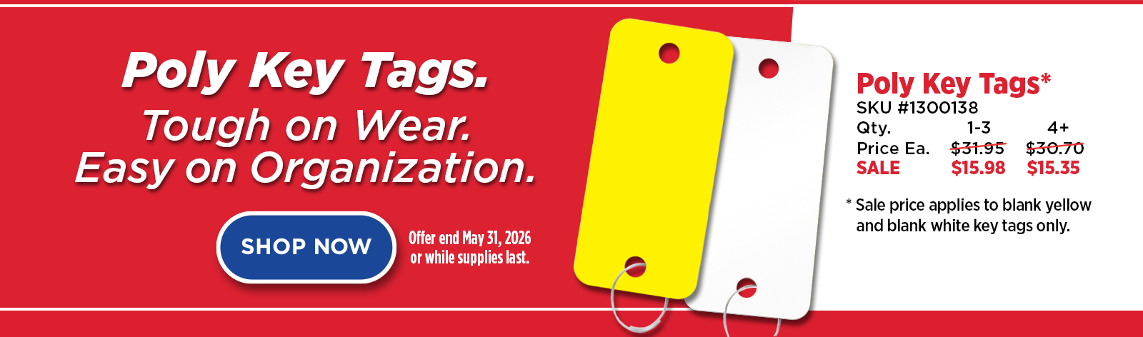 Blank Poly Key Tag Sale