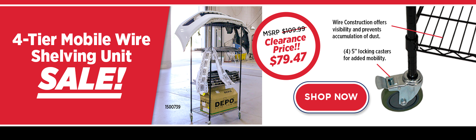 Sale on 4-Tier Mobile Wire Shelving Unit Sale on 4-Tier Mobile Wire Shelving Unit